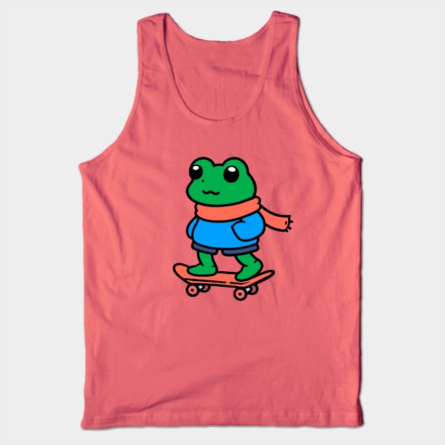 Frog on a Skateboard Tank Top by Lovely Animals